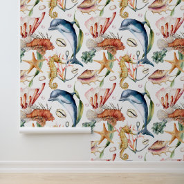 Farbenfrohe Nautical Underwater Sea Animal LIfe Tapete