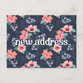 Farbenfrohe Navy Floral Wir bewegten neue Zuhause  Postkarte
