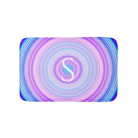 Farbenfrohe Nebel Pink Blue Monogram Badematte (Vorderseite)
