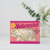 Farbenfrohe Nebraska Karte Postkarte (Stehend Vorderseite)
