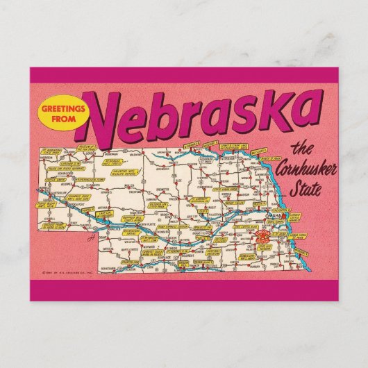 Farbenfrohe Nebraska Karte Postkarte (Vorderseite)