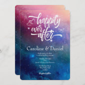 Farbenfrohe Nebula Typografie Einladung zur Hochze (Vorne/Hinten)