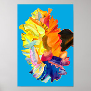 Farbenfrohe Nelke Pop Kunst Blume Poster