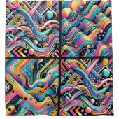 Farbenfrohe Neon Bright Abstrakte Muster der 90er Duschvorhang (Vorderseite)