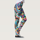 Farbenfrohe Neon Bright Abstrakte Muster der 90er  Leggings (Rechts)