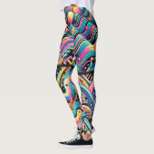 Farbenfrohe Neon Bright Abstrakte Muster der 90er  Leggings (Links)