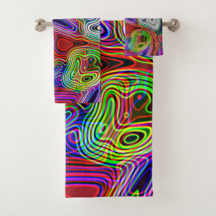Farbenfrohe Neon Bright Abstraktes Muster Badhandtuch Set