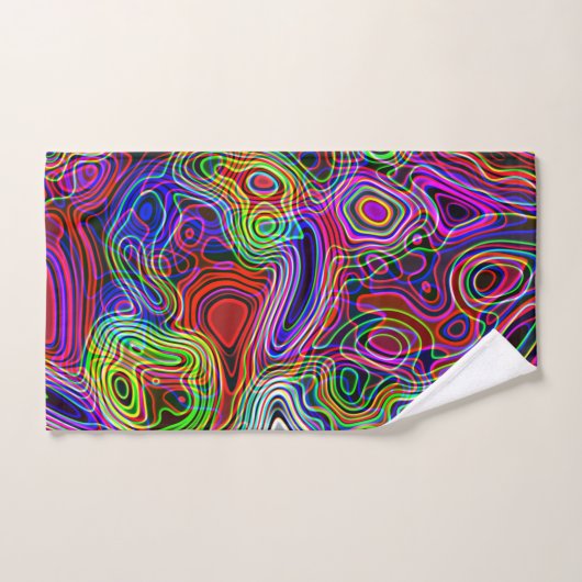 Farbenfrohe Neon Bright Abstraktes Muster Badhandtuch Set (Handtuch)