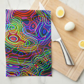 Farbenfrohe Neon Bright Regenbogenmuster Geschirrtuch (Viertel Falte)