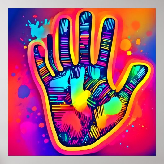 Farbenfrohe Neon Five & Half Fingers drucken Art Poster (Vorne)