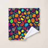 Farbenfrohe Neon Frucht Muster Kunst Badhandtuch Set (Waschlappen)