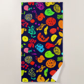 Farbenfrohe Neon Frucht Muster Kunst Strandtuch (Vorderseite)