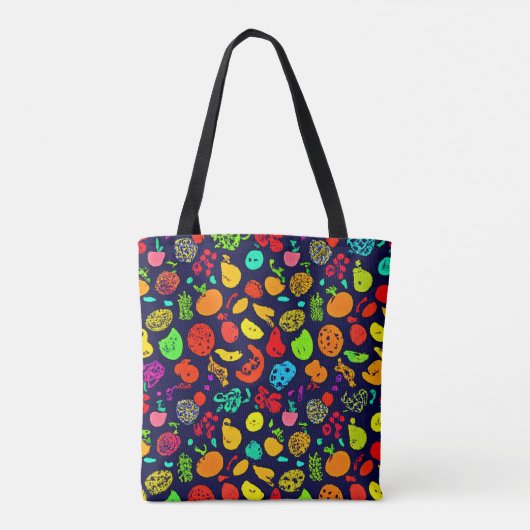 Farbenfrohe Neon Frucht Muster Kunst Tasche (Rückseite)