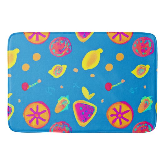 Farbenfrohe Neon Frucht Muster Symphonie Badematte (Vorderseite)