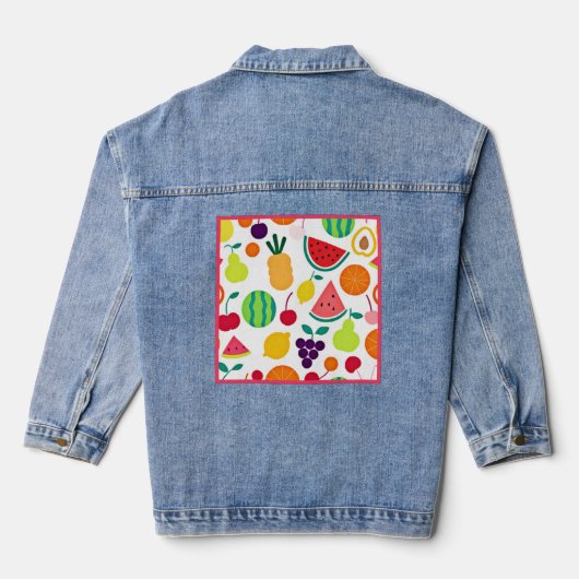 Farbenfrohe Neon Fruit Fiesta Jeansjacke (Rückseite)