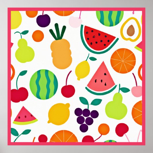 Farbenfrohe Neon Fruit Fiesta Poster (Vorne)