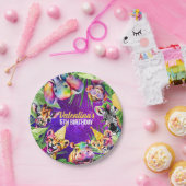 Farbenfrohe Neon Glow Jungle Safari Party Tiere Pappteller (Party)