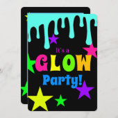 Farbenfrohe Neon Glow Party Einladung (Vorne/Hinten)