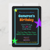 Farbenfrohe Neon Glow Party Einladung (Rückseite)