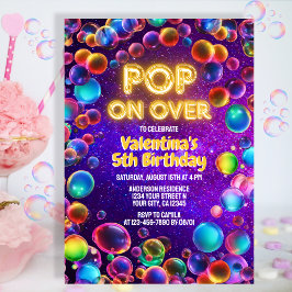 Farbenfrohe Neon Glühblasen im Freien Geburtstagsp Einladung