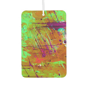 Farbenfrohe Neon Green Abstrakt Spritzer Paint Autolufterfrischer