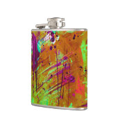 Farbenfrohe Neon Green Abstrakt Spritzer Paint Flachmann (Links)