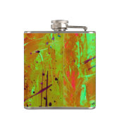 Farbenfrohe Neon Green Abstrakt Spritzer Paint Flachmann (Rückseite)