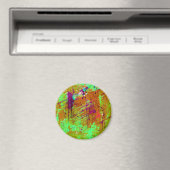 Farbenfrohe Neon Green Abstrakt Spritzer Paint Magnet (In Situ (Geschirrspüler))