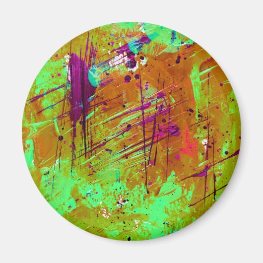 Farbenfrohe Neon Green Abstrakt Spritzer Paint Magnet (Vorne)