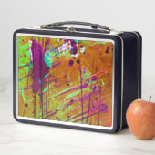 Farbenfrohe Neon Green Abstrakt Spritzer Paint Metall Brotdose (Beispiel)