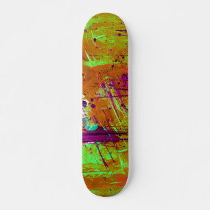 Farbenfrohe Neon Green Abstrakt Spritzer Paint Skateboard