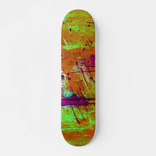 Farbenfrohe Neon Green Abstrakt Spritzer Paint Skateboard (Vorne)