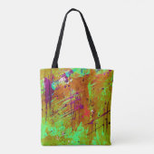 Farbenfrohe Neon Green Abstrakt Spritzer Paint Tasche (Rückseite)
