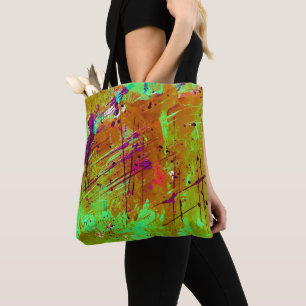 Farbenfrohe Neon Green Abstrakt Spritzer Paint Tasche