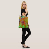 Farbenfrohe Neon Green Abstrakt Spritzer Paint Tasche (Am Model)