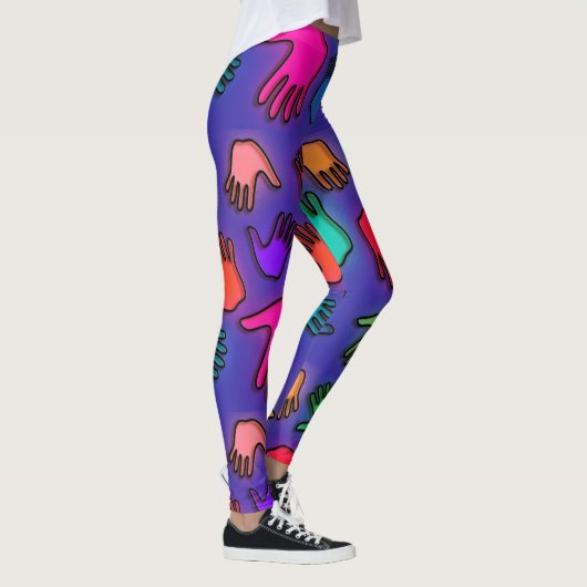 Farbenfrohe Neon Hands Leggings (Rechts)