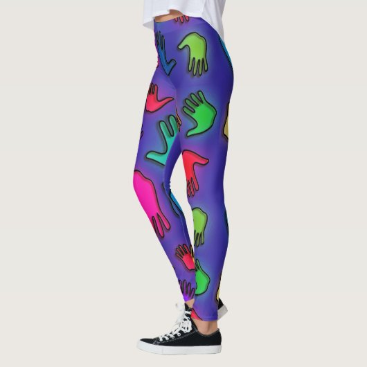 Farbenfrohe Neon Hands Leggings (Links)