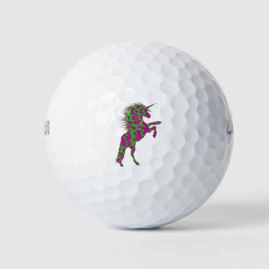 Farbenfrohe Neon Leopard Print Unicorn Golfball (Vorderseite)
