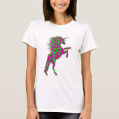 Farbenfrohe Neon Leopard Print Unicorn T-Shirt (Vorderseite)