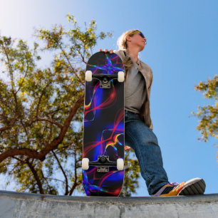 Farbenfrohe Neon Lights Schwarze Skateboard