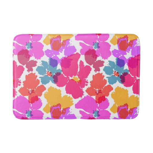 Farbenfrohe Neon Moderne Blume Muster Badematte (Vorderseite)