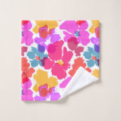 Farbenfrohe Neon Moderne Blume Muster Badhandtuch Set (Waschlappen)