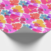 Farbenfrohe Neon Moderne Blume Muster Geschenkpapier (Ecke)
