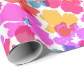 Farbenfrohe Neon Moderne Blume Muster Geschenkpapier (Rolleneckpunkt)