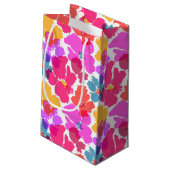 Farbenfrohe Neon Moderne Blume Muster Kleine Geschenktüte (Rückseite Schrägansicht)
