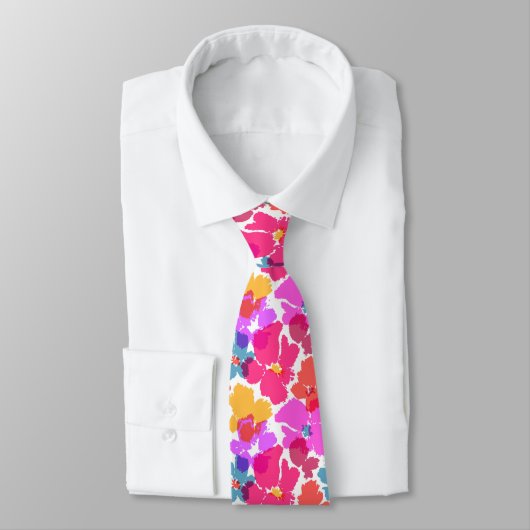 Farbenfrohe Neon Moderne Blume Muster Krawatte (Gebunden)