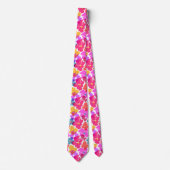 Farbenfrohe Neon Moderne Blume Muster Krawatte (Vorderseite)