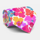 Farbenfrohe Neon Moderne Blume Muster Krawatte (Gerollt)