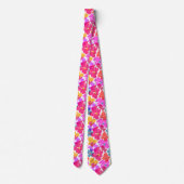 Farbenfrohe Neon Moderne Blume Muster Krawatte (Rückseite)