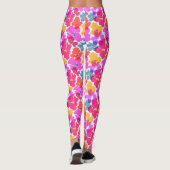 Farbenfrohe Neon Moderne Blume Muster Leggings (Rückseite)